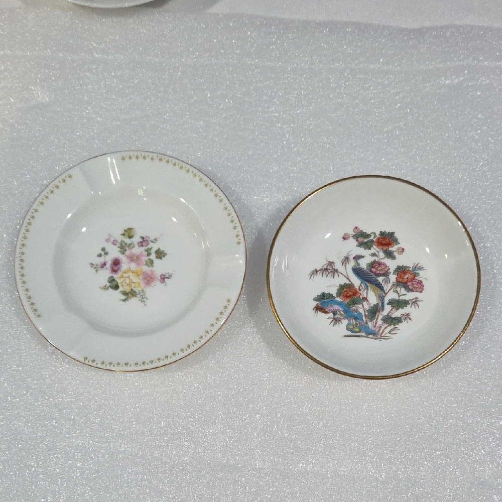 Wedgwood White Plates with Floral and Bird Motifs